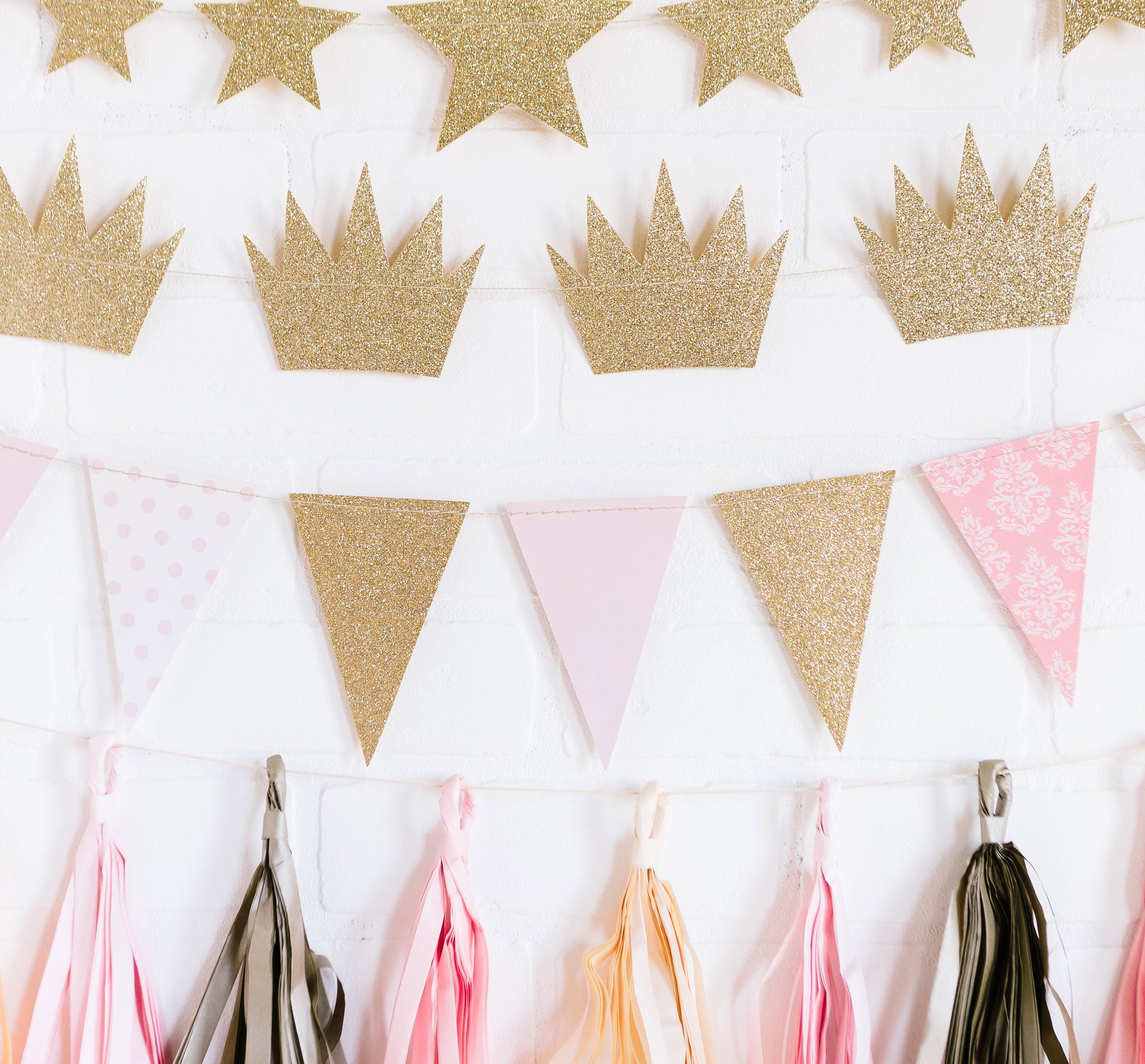 Pink and Gold Pennant Mini Banner – Where's the Party?